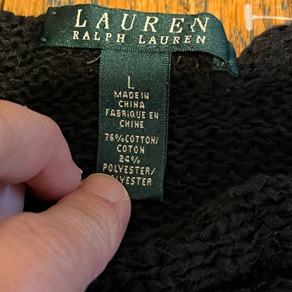 🖤 L AUREN RALPH LAUREN – Black Open-Knit Sweater – Size L - Picture 2 of 7